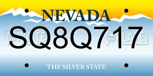 SQ8Q717 Nevada License Plate