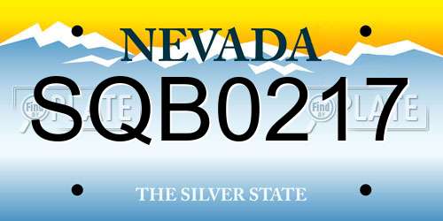 SQB0217 Nevada License Plate