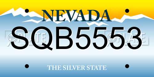 SQB5553 Nevada License Plate
