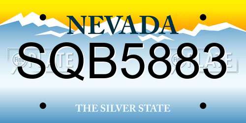 SQB5883 Nevada License Plate