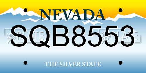 SQB8553 Nevada License Plate