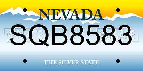 SQB8583 Nevada License Plate