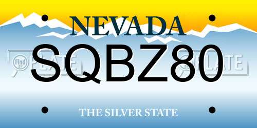 SQBZ80 Nevada License Plate