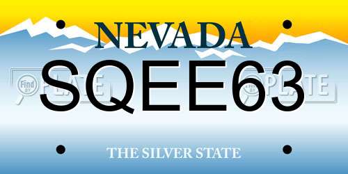 SQEE63 Nevada License Plate