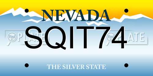 SQIT74 Nevada License Plate