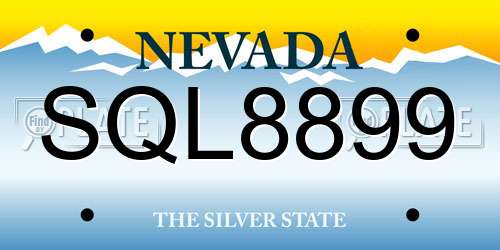 SQL8899 Nevada License Plate