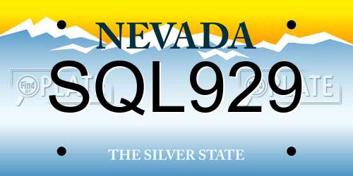 SQL929 Nevada License Plate