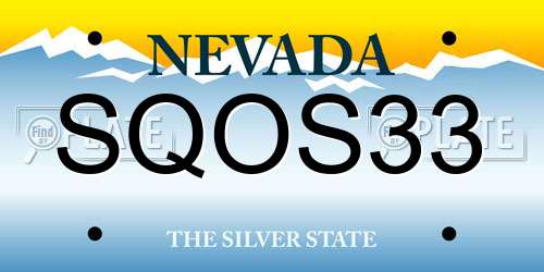 SQOS33 Nevada License Plate
