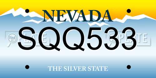 SQQ533 Nevada License Plate