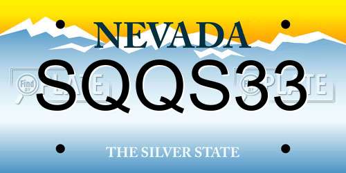 SQQS33 Nevada License Plate