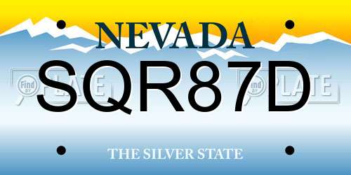 SQR87D Nevada License Plate