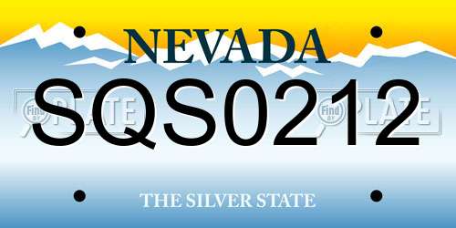 SQS0212 Nevada License Plate