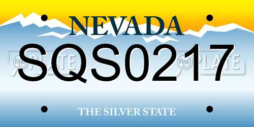 SQS0217 Nevada License Plate