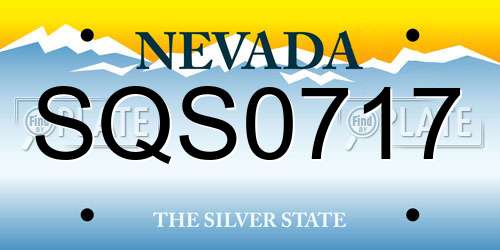 SQS0717 Nevada License Plate
