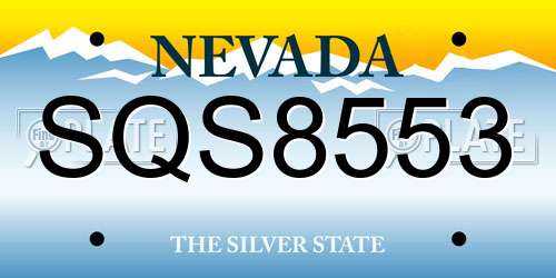 SQS8553 Nevada License Plate
