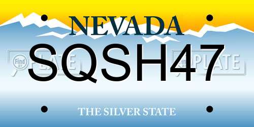 SQSH47 Nevada License Plate