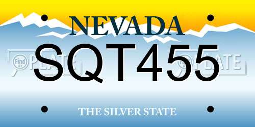 SQT455 Nevada License Plate