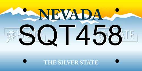 SQT458 Nevada License Plate