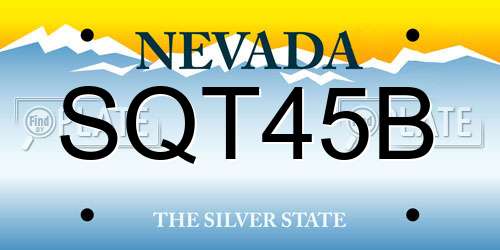 SQT45B Nevada License Plate