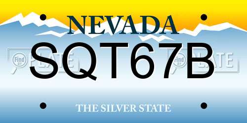 SQT67B Nevada License Plate