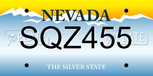 SQZ455 Nevada License Plate