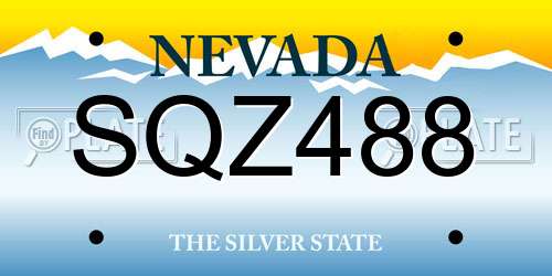 SQZ488 Nevada License Plate
