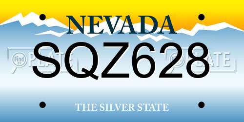 SQZ628 Nevada License Plate