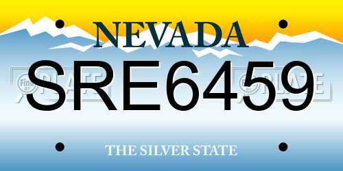 SRE6459 Nevada License Plate