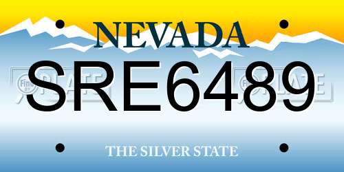 SRE6489 Nevada License Plate