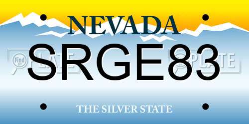 SRGE83 Nevada License Plate