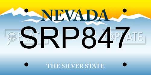 SRP847 Nevada License Plate