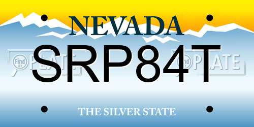 SRP84T Nevada License Plate