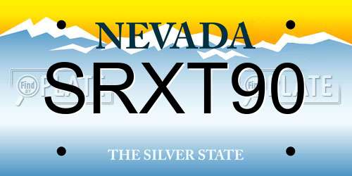 SRXT90 Nevada License Plate