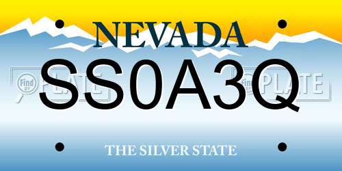 SS0A3Q Nevada License Plate