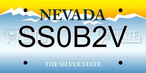 SS0B2V Nevada License Plate