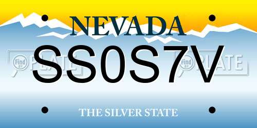 SS0S7V Nevada License Plate