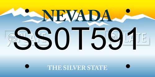 SS0T591 Nevada License Plate