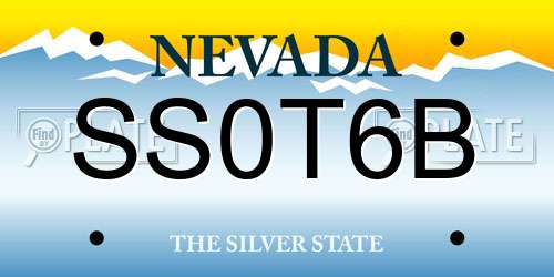 SS0T6B Nevada License Plate