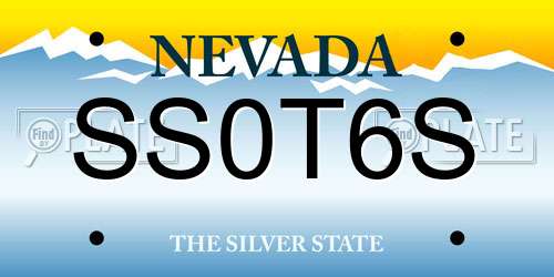 SS0T6S Nevada License Plate