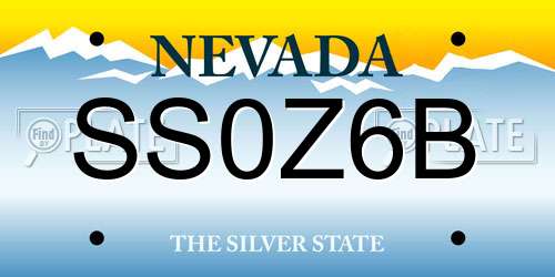 SS0Z6B Nevada License Plate