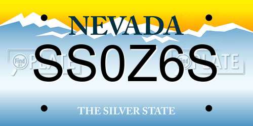 SS0Z6S Nevada License Plate