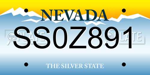 SS0Z891 Nevada License Plate