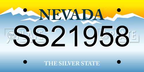 SS21958 Nevada License Plate