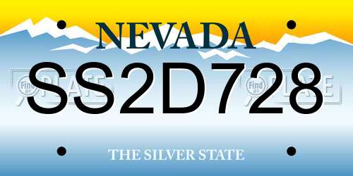 SS2D728 Nevada License Plate