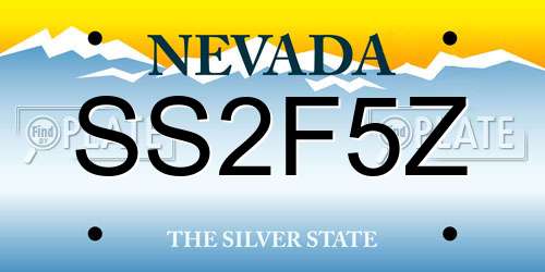 SS2F5Z Nevada License Plate
