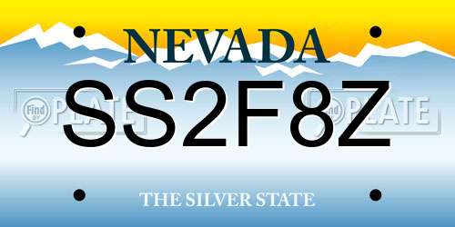 SS2F8Z Nevada License Plate