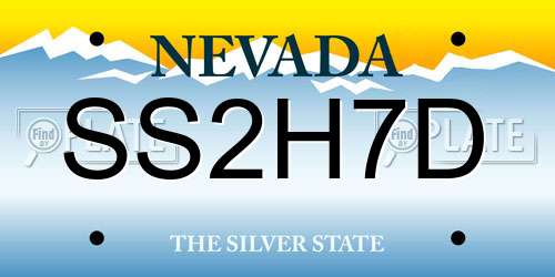 SS2H7D Nevada License Plate