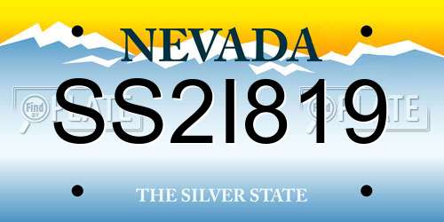SS2I819 Nevada License Plate