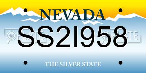 SS2I958 Nevada License Plate
