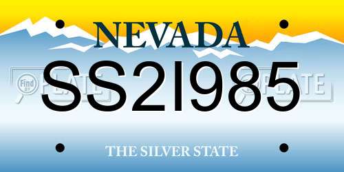 SS2I985 Nevada License Plate